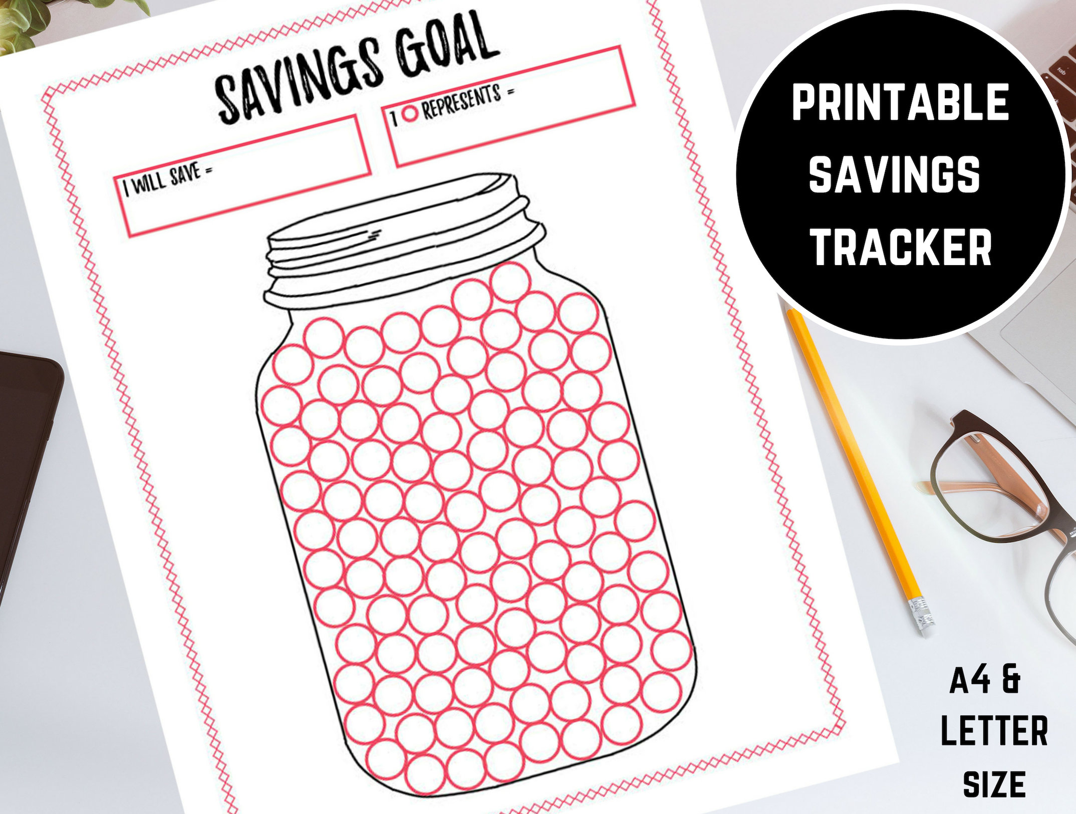 Savings Tracker Mason Jar Savings Goals Tracker Etsy