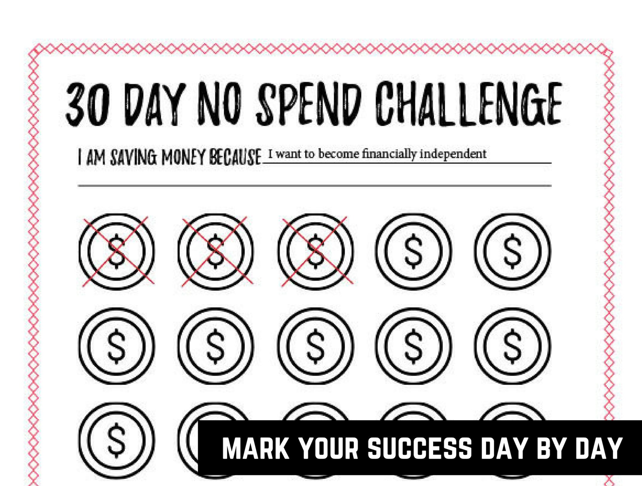 No Spend Challenge Printable Dollar Icon - Etsy