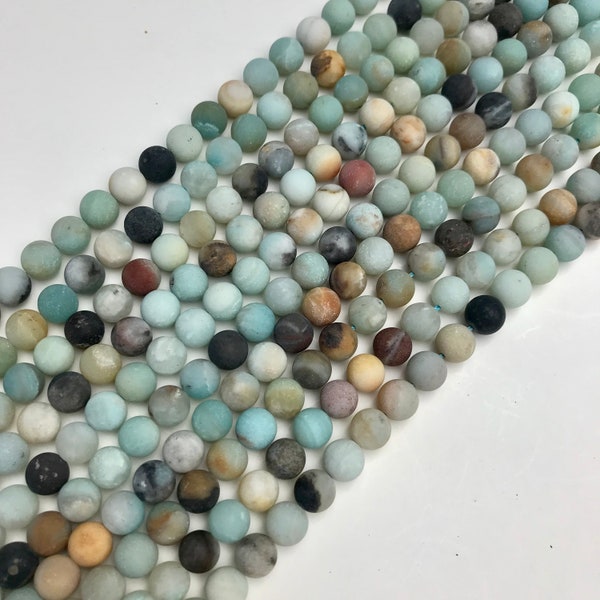 Amazonite Beads- Earthtones-Natural Frosted/Matte Finish 8 mm Full Strand-15.5 inches-49 beads