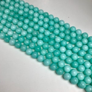 Natural Malaysia Jade Beads-10 mm-Pale Turquoise-Round-1 mm hole-15&quot; Full Strand-37 beads