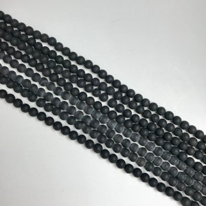 Black Natural Stone Beads-4 mm-.5 mm Hole-Matte-Smooth-Round-16 Inch Full Strand-About 90 Beads