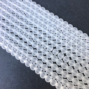 Translucent/Frosted White Beads, 8 mm, Round,Hole is about 1.5 mm, Full Strand, About 100 pieces, 31.4&quot;
