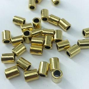 Column Beads, 25 Pc, Antique Golden Tibetan Style Tube Bead, About 8mm x 6mm wide,Hole: 4mm