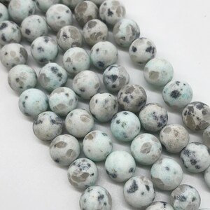 Sesame Jasper Beads, Kiwi Jasper, Frosted Jasper, 10mm, Hole: 1.2mm, Round, 15.5&quot; Strand, About 36 Pcs