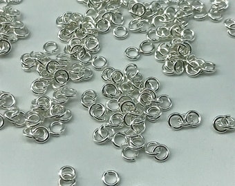 100 Pcs Brass Open Jump Rings, 3 x 0.9 mm, about 1.2 mm inner diameter, Silver Color