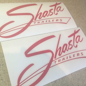 Shasta Vintage Camping Travel Trailer Vinyl Decals 2-Pak 12" RED + FREE SHIPPING!