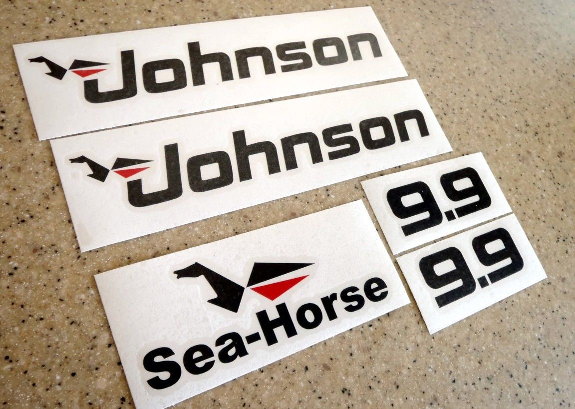 Vintage Johnson 9.9 HP Outboard Motor Decal Kit Black and Red Etsy