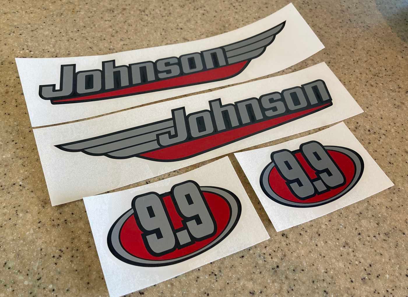 Vintage Johnson 9.9 HP Outboard Motor Decal Kit Black Red and Etsy