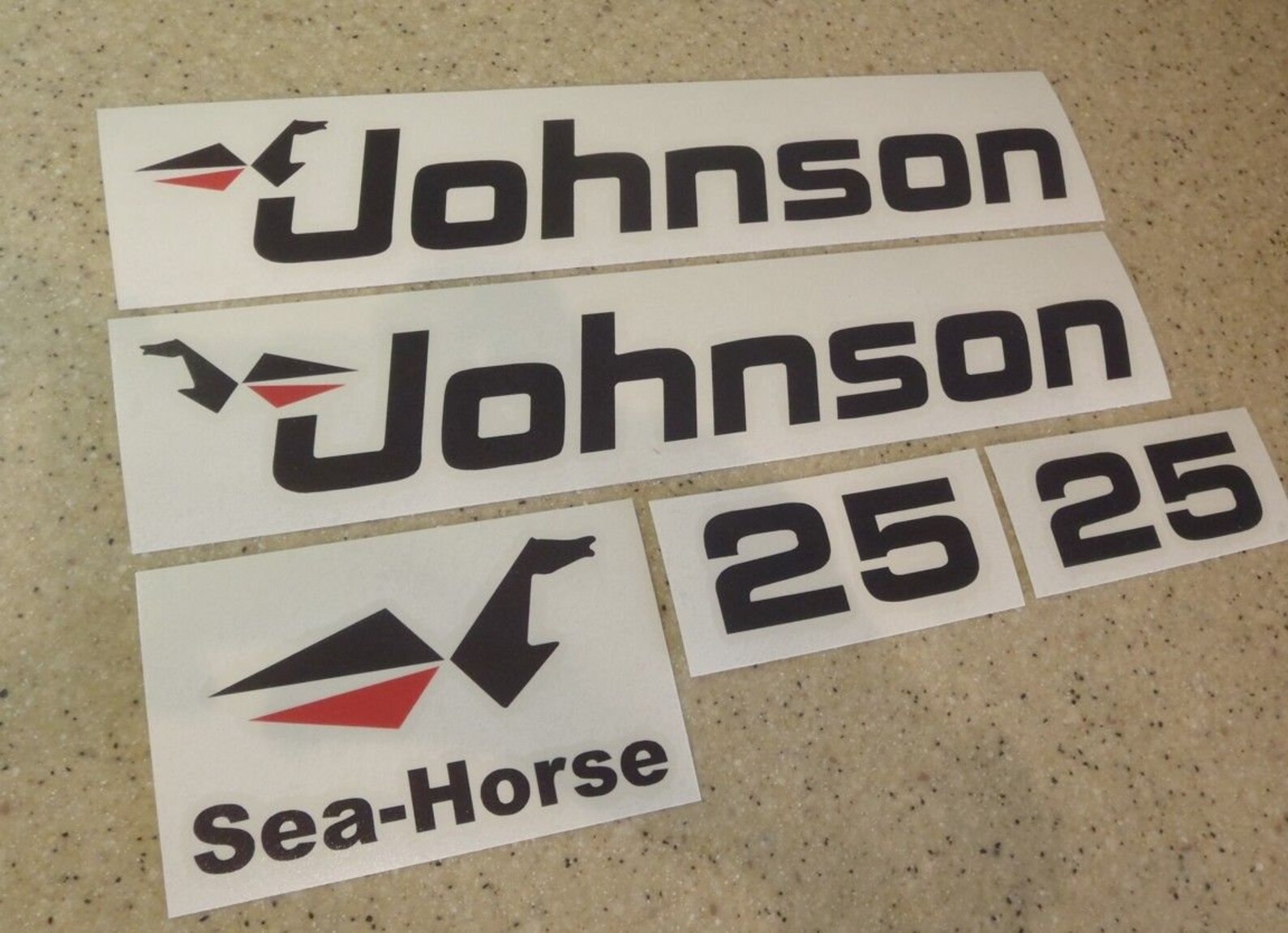 Vintage Johnson 25 HP Outboard Motor Decal Kit Black and Red Etsy