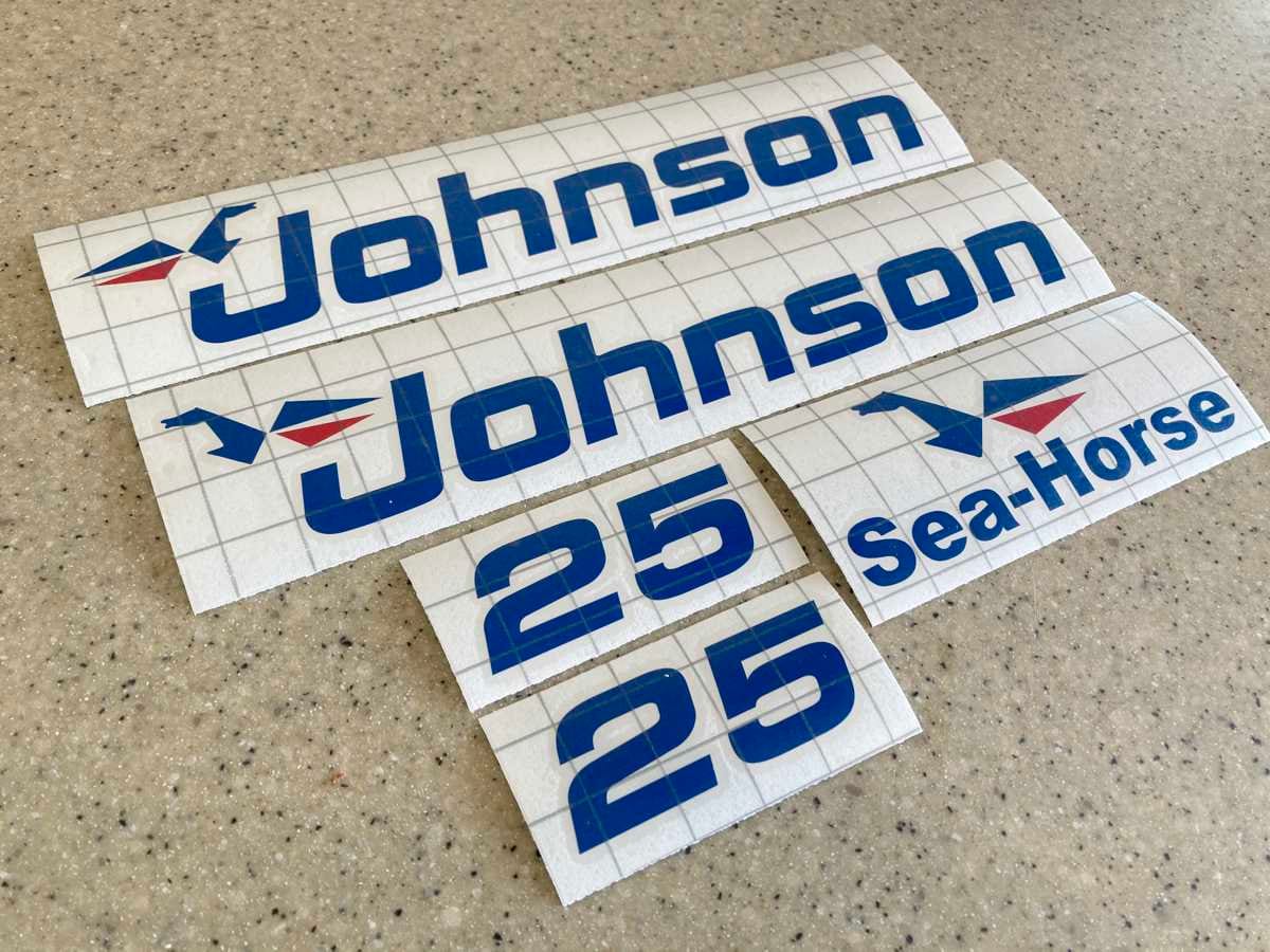 Johnson 25 HP Vintage Outboard Motor Decal Kit 5Piece Blue Etsy
