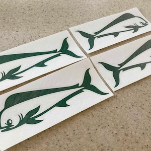 Mahi Mahi Fish Decals 4-Pak GREEN Die-Cut Vinyl 8&quot; + FREE Shipping!