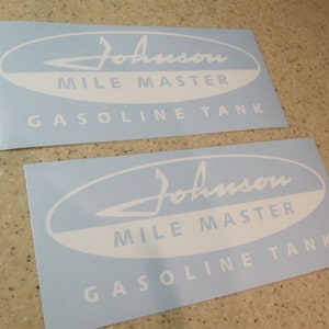 Johnson Mile Master Vintage Außenbordmotor Tank Aufkleber Set 1 Paar + KOSTENLOSER VERSAND!