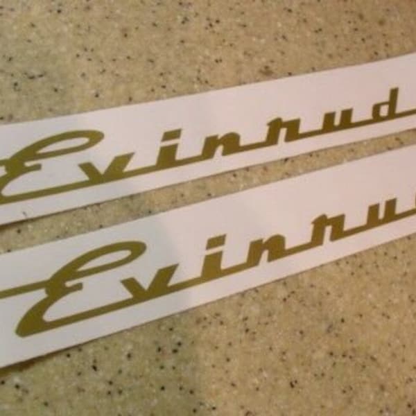 Evinrude Vintage Outboard Motor Decals Die-Cut Vinyl Gold 10" 2-pak + Free Shipping!