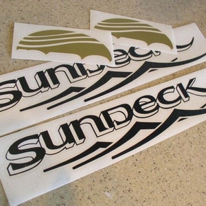 Sea Ray Sundeck Vintage Boat Decals Replacement Black and Gold + FREE Shipping!