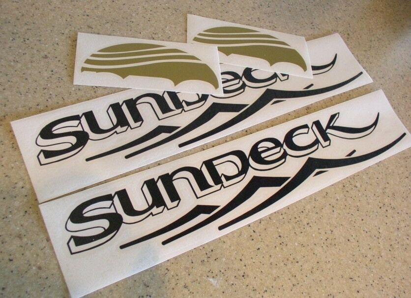 Sea Ray Sundeck Vintage Boat Decals Replacement Black and Gold FREE