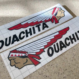 Ouachita Vintage Fishing Boat Canoe Decals 12&quot; 2-Pak Black Red Tan and White + FREE Shipping!