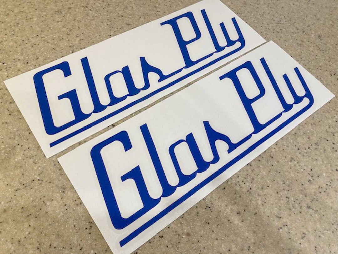 Glas Ply Vintage Boat Decals Blue 12 Pair Diecut Vinyl Free Shipping