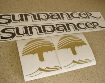 Sea Ray Sundancer Vintage Boat Decals Replacement 22&quot; Black and Gold + FREE SHIPPING!