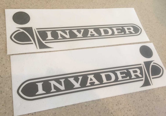 Invader Vintage Fishing Boat or Trailer Decals Die-Cut Vinyl 18 2-Pak  Chose your Color!