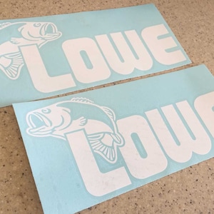 Lowe Vintage Fishing Boat or Trailer Decals Die-Cut Vinyl 12&quot; White 2-Pak + FREE Shipping!