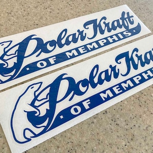 Polarcraft Vintage Fishing Boat or Trailer Decals Die-Cut Vinyl 12&quot; Blue 2-Pak + FREE Shipping!