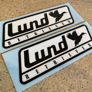 Lund Vintage Duck Fish Boot Aufkleber 11 Zoll Schwarz und Weiß Matt Finish 2-Pak + kostenloser Versand
