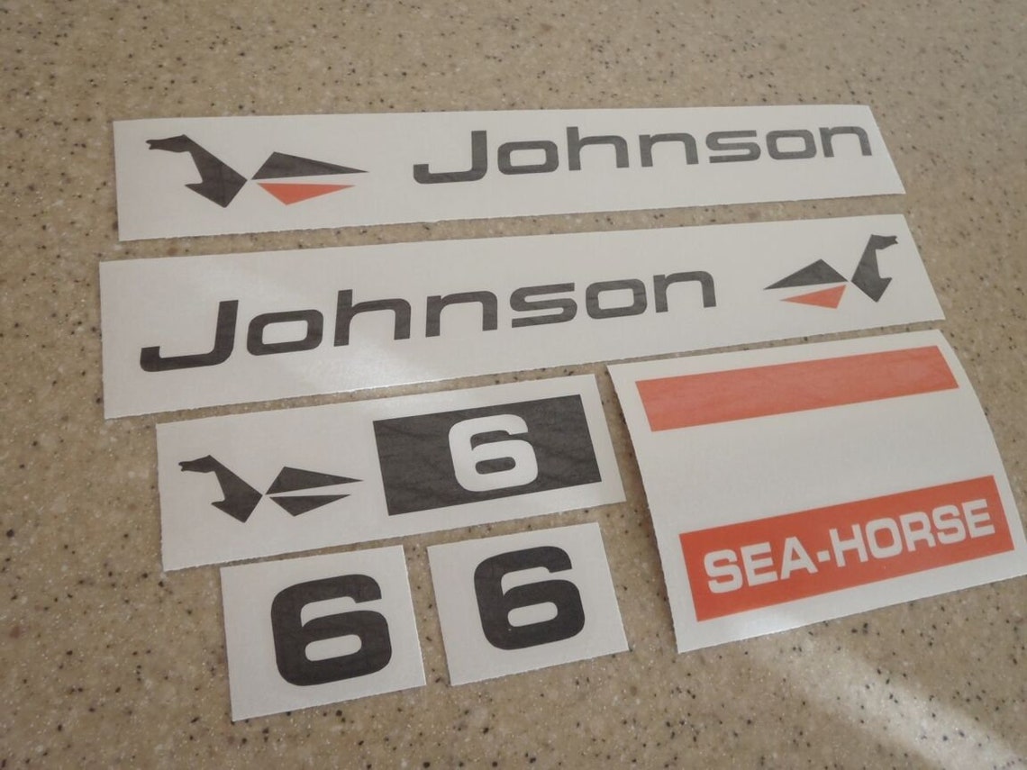Vintage Johnson 6 HP Outboard Motor Decal Kit Black and Orange Etsy
