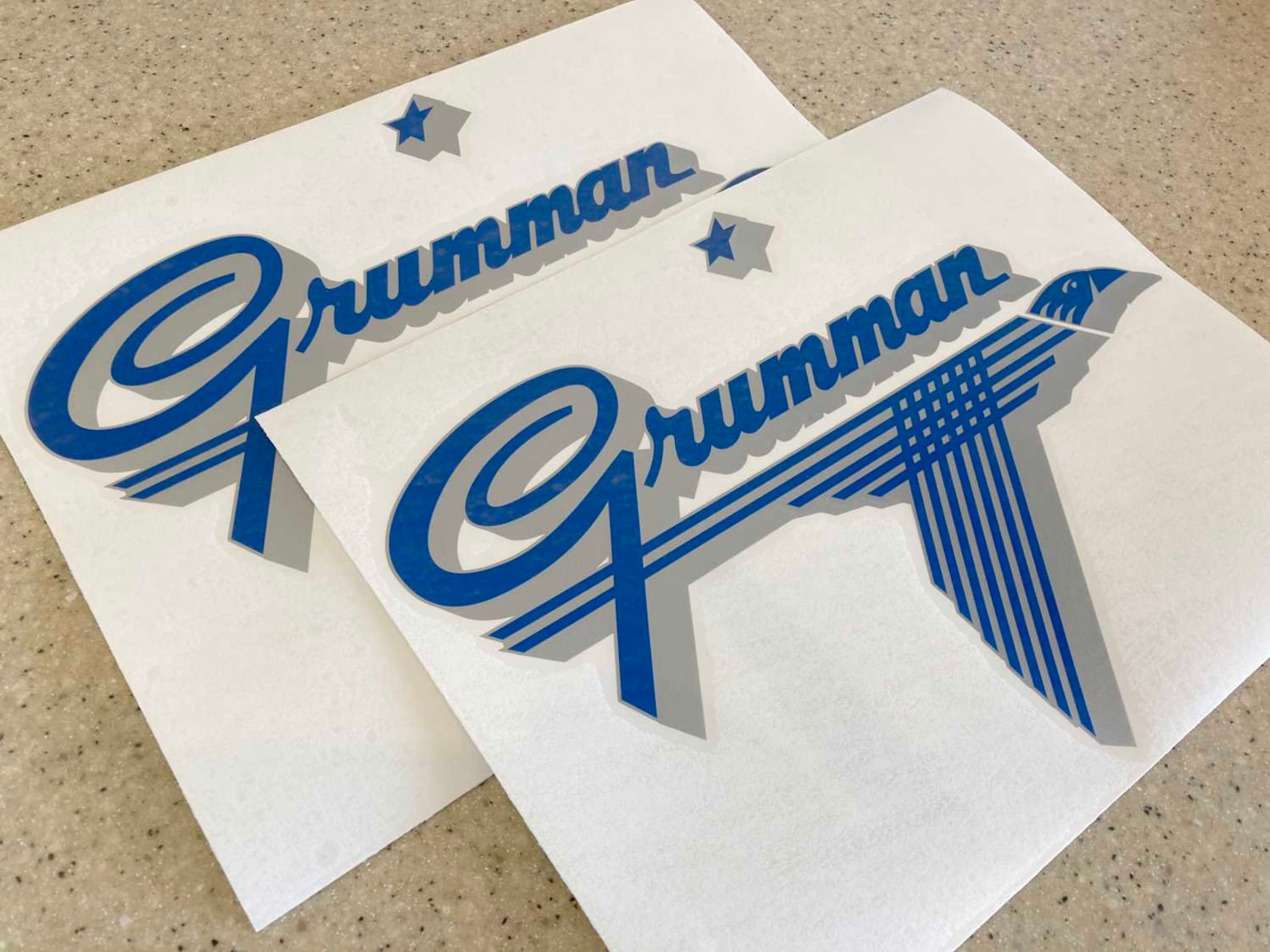 Grumman Vintage Fishing Boat or Trailer Decals Diecut Vinyl 12 Blue