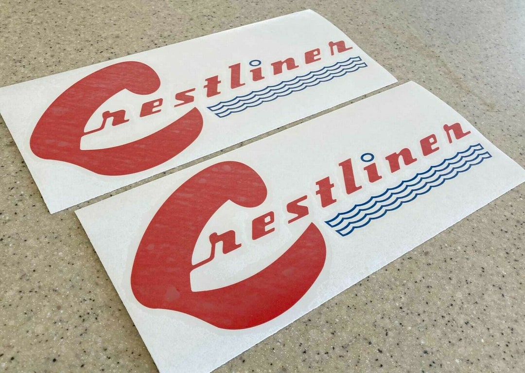 Crestliner Vintage Boat Decals Red and Blue 12 Pair Diecut Vinyl Free Shipping Etsy