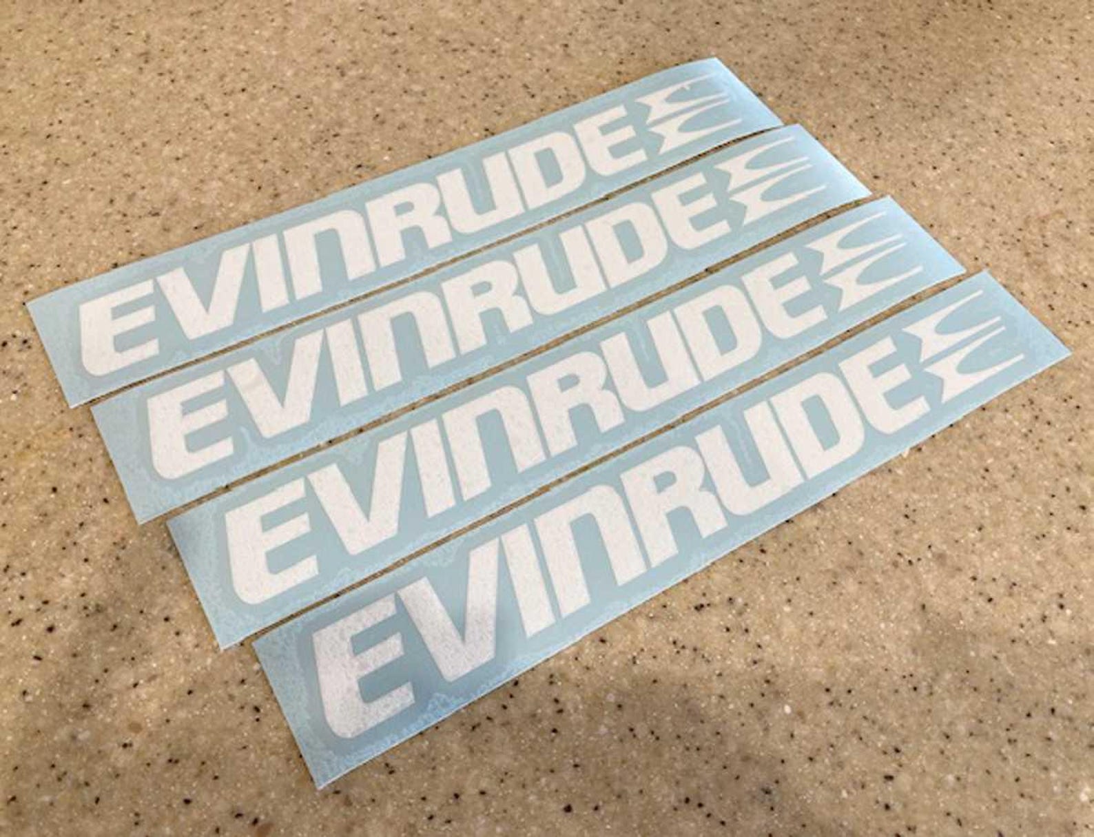 Evinrude Vintage Outboard Motor Decals White 4-pak 10 Inch + Free ...