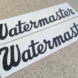 Watermaster Vintage Fishing Boat or Trailer Decals Die-Cut Vinyl 12&quot; 2-Pak + FREE Shipping!