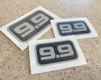 Outboard Motor 9.9 HP Decals 3 pieces Vinyl Black and Silver