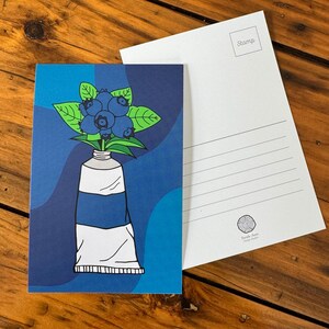 Set of 3 Blueberry Paint Tube Postcards