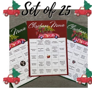 ¡Bingo navideño de Hallmark! Tarjetas de bingo de borrado en seco reutilizables (25 tarjetas, todas diferentes)