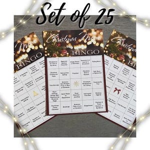 ¡Bingo navideño de Hallmark! Tarjetas de bingo de borrado en seco reutilizables (25 tarjetas, todas diferentes)