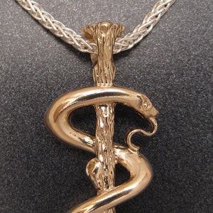 14K Gold Medium Sized Staff of Asclepius