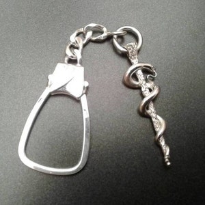 Sterling Asclepius Keychain
