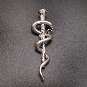 Medium Staff of Asclepius Pendant