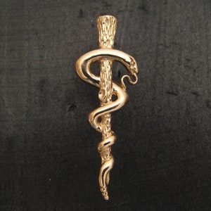 14K Gold Rod of Asclepius Lapel Pin