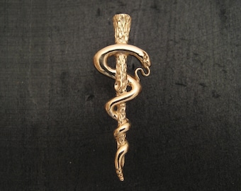 14K Gold Rod of Asclepius Lapel Pin