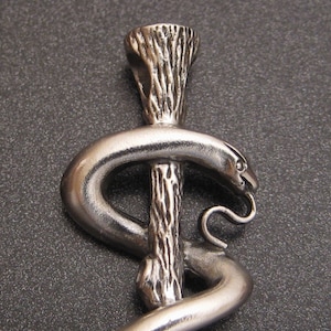 Large Sterling Staff of Asclepius
