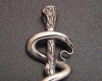 Large Sterling Staff of Asclepius