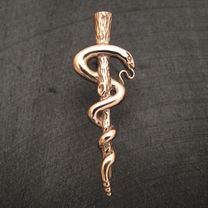 Bronze Staff of Asclepius Lapel Pin