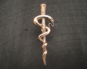 Bronze Staff of Asclepius Lapel Pin