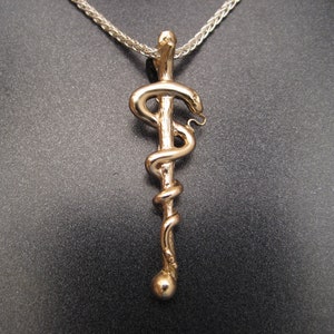14K Gold Orthopedic Staff of Asclepius Pendant