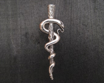 Pin de solapa de Asclepio de plata esterlina