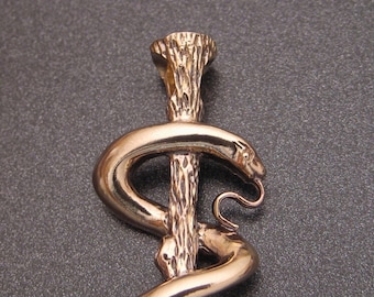 10K Gold Large Staff of Asclepius