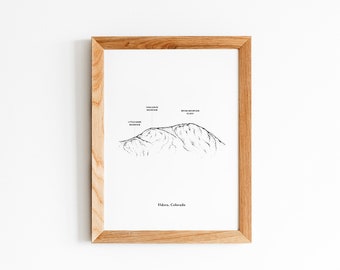 Eldora Colorado, Berg Wandkunst, Berg Zeichnung, minimalistisches Wohndekor, Schwarzweißkunst, Illustration