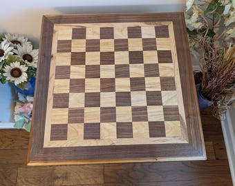 Walnut & Hickory Chess Table with Storage