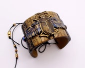 Gold scarab bracelet in egyptian style. Ancient egypt jewelry Mythology jewelry Scarab beetle jewelry History teacher gift egypt lover gift